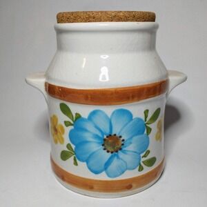 VTG FTD Secla Portugal Ceramic Floral Canister Cork Lid Conversion Chart 7035